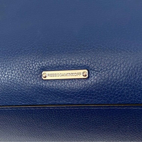 Rebecca Minkoff blue leather silver zipper top handle zip up sides purse bag - Picture 9 of 14